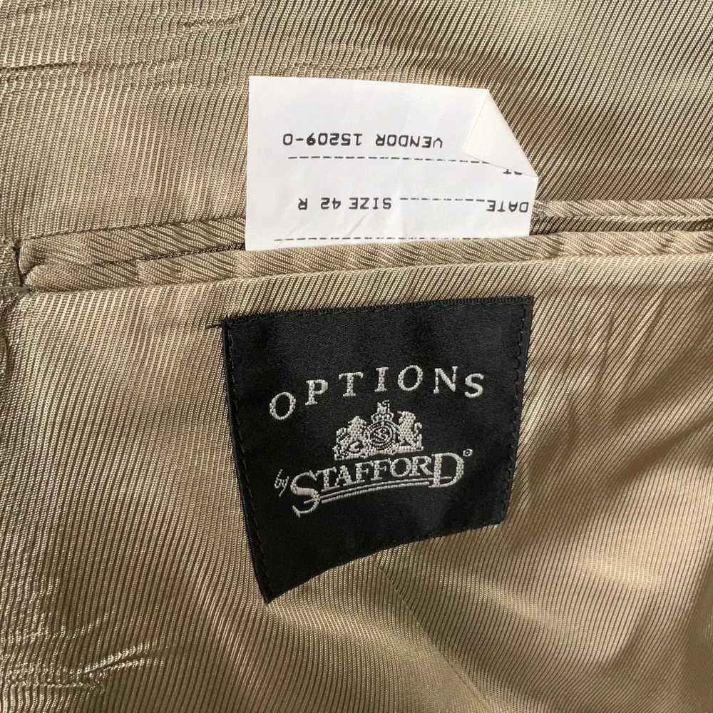 Stafford‎ Options Blazer Men 42R Brown Multi Houndstooth Three Button Wool USA